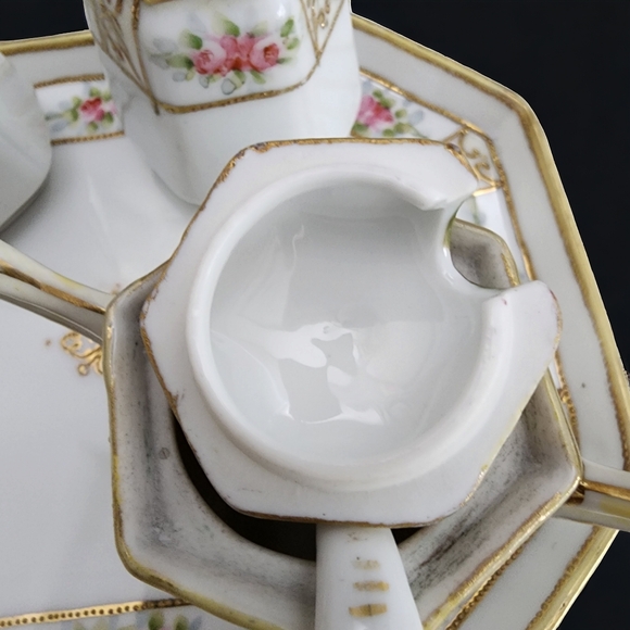 Complete Vintage Nippon Condiment Tray S&P Mustard Pot w Spoon Toothpick Holder - Picture 9 of 16